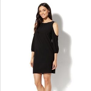 NYandCo cold shoulder black dress